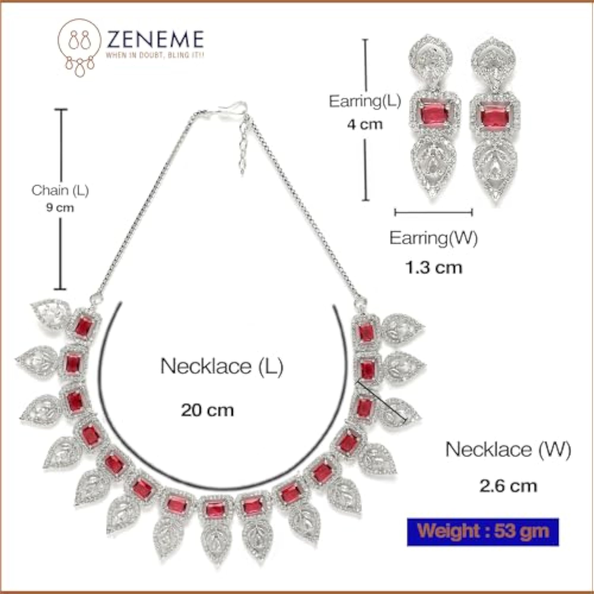 Leaf Style AD Rectangle Studded Necklace Set